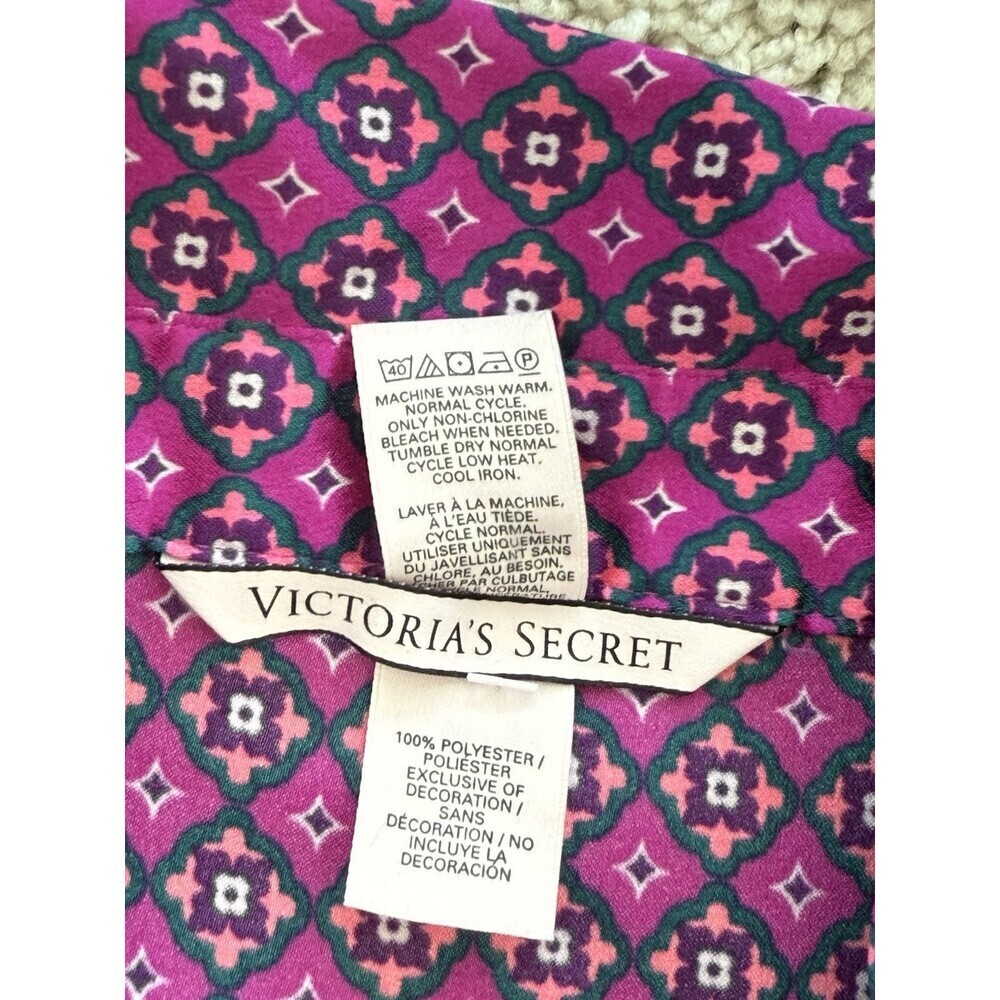 Victoria Secret Women’s Pjs Pink Checked Print Long Sleeve/Pant Silky Set Size S - Picture 4 of 10